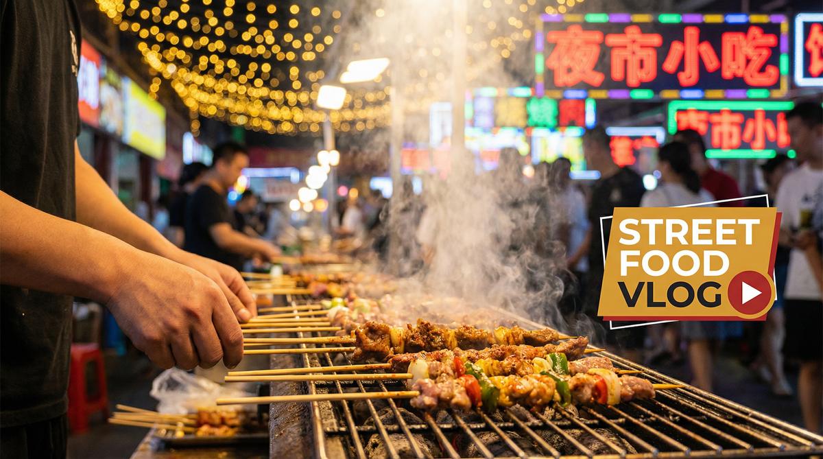 抖音风美食视频-夜市街头美食